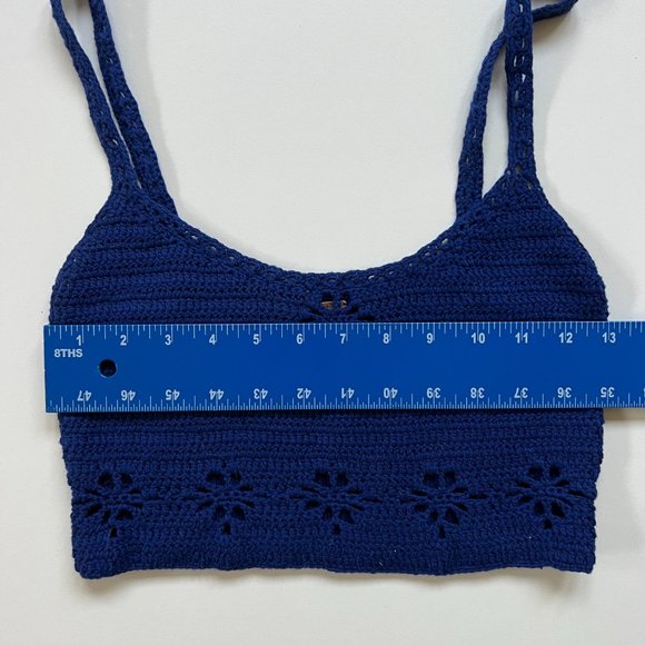 Free People Crochet Crop Top Blue Small - Picture 4 of 9